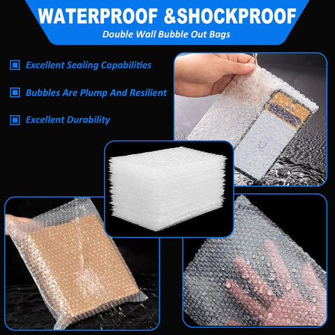 Pro Grade Protective Bubble Pouch Wrap Bags 8x10 Inch 30 Pack, Double Wall Thick Shockproof Clear Cushioning Bags for fragile items