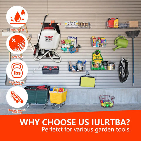 Heavy Duty Backpack Storage Rack With Hose Holder And Dual Hooks Wall Mount For Lawn Tools Space Saving Organizer installed