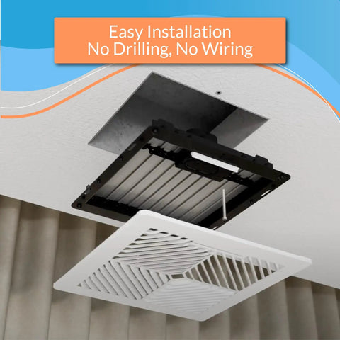 Smart Vent 4x10 White For Floors, Walls, And Ceilings Auto Open And Close Vent Cover installation without drilling or wiring