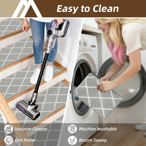 Non Slip Stair Treads For Wooden Steps 9 By 28 Inches Peel And Stick Indoor Runner used in cleaning and washing scenario