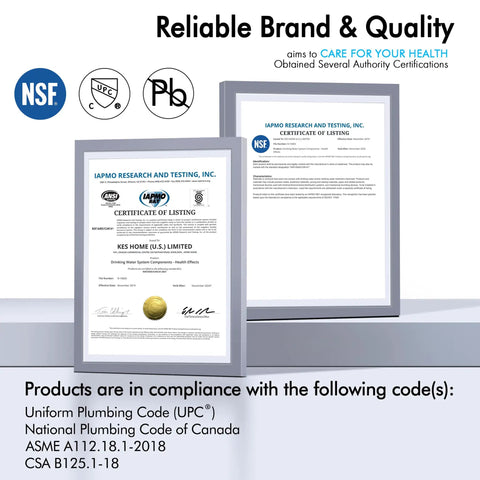 Certification for Brushed Gold Bathroom Faucet For Modern Vanities, 4-Inch Centerset Design, compliance with safety standards