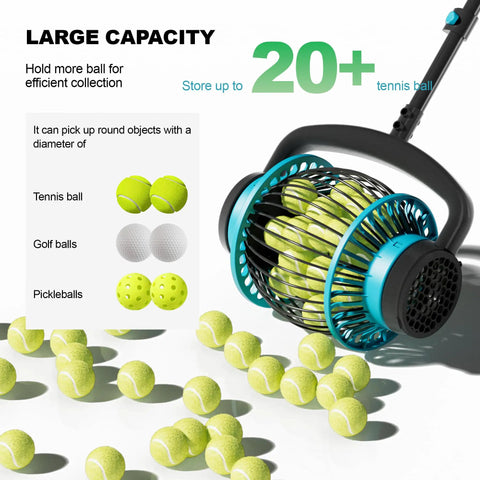 No Bending Tennis Ball Picker Roller With Telescopic Handle Quick Rolling Ball Collector picking up tennis balls
