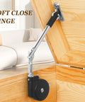 105 Degree Lid Stay With Soft Close Hydraulic Dampening for toy box and upward top opening flap door, nickel plated steel and plastic