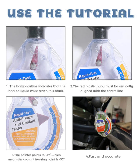 Heavy Duty Dial Coolant Tester And Antifreeze Hydrometer Gauge For Domestic Rides Quick Cooling System Checkup Tool demonstration.