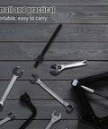 Pro Grade Crankshaft Pulley Install Tool And Harmonic Balancer Puller Kit For Engine Repair and wrenches on wooden surface