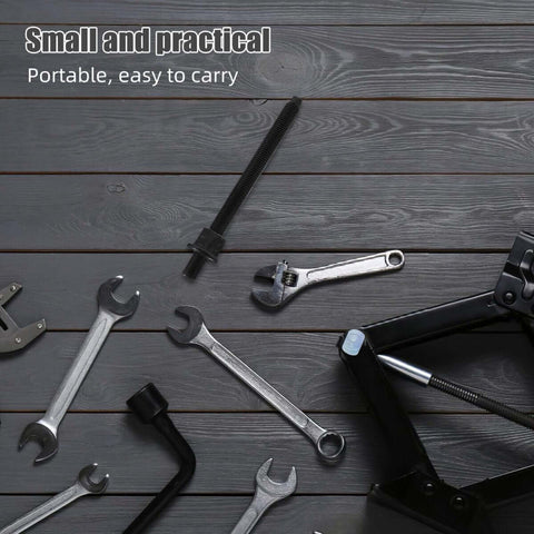 Pro Grade Crankshaft Pulley Install Tool And Harmonic Balancer Puller Kit For Engine Repair and wrenches on wooden surface