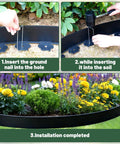 Installation process of 4 Inch Garden Landscape Edging Kit With 40 Ft Flexible Border 36 Metal Stakes And Rubber Mallet No Dig Lawn Edging