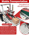 Automatic Carton Sealer And Strapping Machine For Shipping Boxes Dual Function Carton Tape Sealer High Speed Box Packing With No Sweat Operation And Big League Throughput Rating with conveyor belt system.