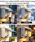 Top Shelf Electric Vehicle Charger Cover Box Crafted From Solid Galvanized Steel Featuring Magnetic Acrylic Panel For Wall Mounted Outdoor Charging Stations Weather Tight Enclosure That Handles Any Damn Weather under rain and snow