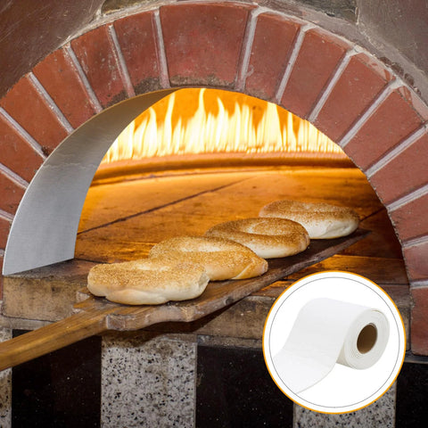 Front view: white ceramic-fiber kiln paper roll, 0.125" thick, high-temp gasket material for ovens and stoves.