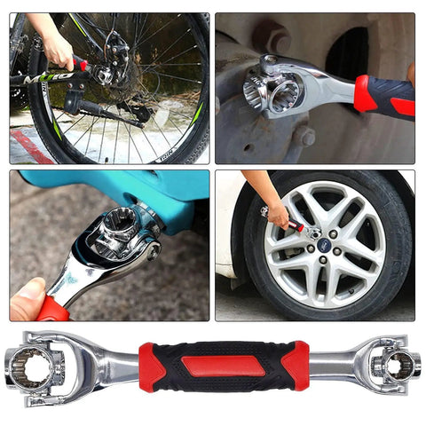 52 In 1 Universal Socket Wrench Set With 360 Degree Rotating Head And Rubber Handle for bike, motorcycle, and car repairs