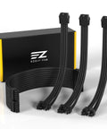 Sleeved PSU Cable Extension Kit For PC Builds With Nylon Braided Wires 24 Pin To 6 Plus 2 Pin And 8 Pin To 4 Plus 4 Pin Black