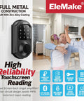 Smart Deadbolt Door Lock With WiFi Connection Digital Touchscreen Bluetooth 2.4 GHz Black Finish in home setting