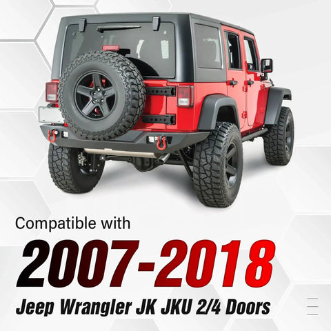 Tough As Nails Steel Tailgate Hinge Set Heavy Duty Reinforced Rear Door Brackets mounted on a 2007-2018 Jeep Wrangler JK JKU.