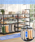 Tall 40-Pair Shoe Rack Organizer, 10-Tier Shelf For Entryway Closet with boots and sneakers on display, space-saving design.