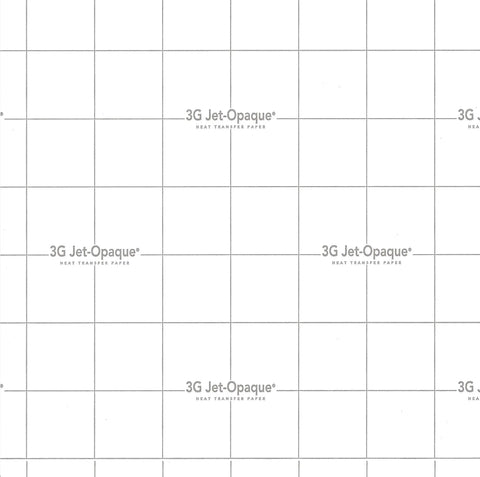 Opaque Inkjet Iron-On Transfer Paper 8.5 x 11 Inches 3G Jet Opaque, Custom Pack of 10 Sheets with grid pattern.