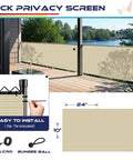 3x10 Balcony Privacy Screen For Deck And Patio Outdoor Mesh Fence Cover With Zip Ties UV Protected Beige Privacy Shield