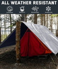 Beast Mode Tough 12 Mil Heavy Duty Waterproof Tarp With Metal Grommets, 10x20 ft covering shelter, forest setting, all-weather use