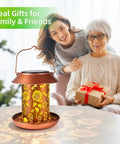 Outdoor Hanging Bird Feeder With Solar Lantern Light Metal Wild Bird Feeder For Gardens And Yard Vibes Waterproof Summer Decor displayed