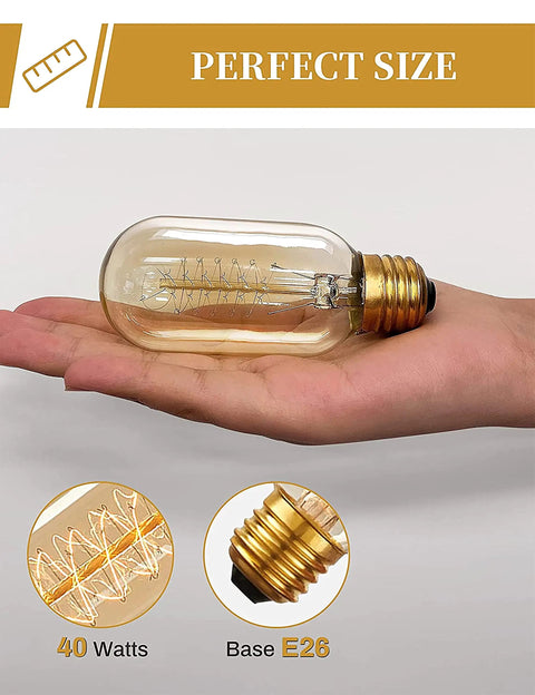 Person holding Vintage Edison Light Bulbs 40 Watt Incandescent Amber Glass Warm White 2700K E26 Base 6 Pack