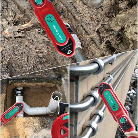 Underground Pipe Locator And Blockage Detector For PVC Plastic And Metal Water Pipes Sewer Wall Scanner in use on pipes