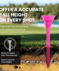 Unbreakable Plastic Golf Tees 3 1/4 Inch Long You Can Really Count On shown in pink on grassy golf course view