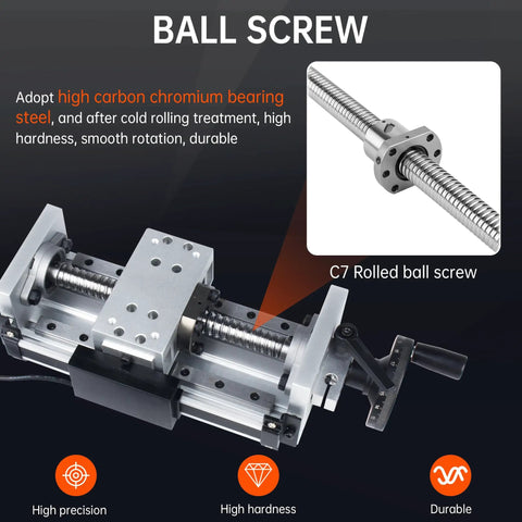 Manual Linear Stage Actuator MBX80 with C7 rolled ball screw and high carbon chromium bearing steel for precise milling.