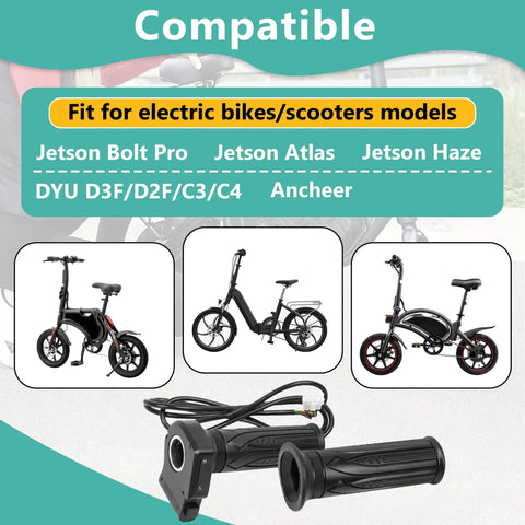 36V E Bike Throttle Grip Replacement With LCD Display And Cruise Control, Plug And Play Direct Fit For Jetson Bolt Pro Atlas Haze, DYU D3F D2F C3 C4 And Ancheer Electric Bikes And Scooters