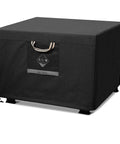32 Inch Square Fire Pit Cover Heavy Duty Fabric Waterproof All Weather Outdoor Shield For Square Fire Pits And Tables Fits 28 To 32 Inch Pits Gas Pit Cover 24 Inch High shown from front