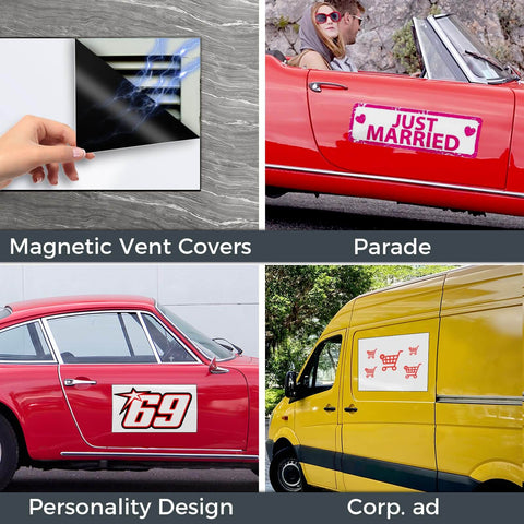 Two Pack 18x12 Inch Car Magnets with 40 Mil Thick Flexible Sheets on vehicles for advertising, logos, and signage