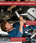 Mechanic using Seal Puller Tool for Oil Seal Removal in Cars SUVs Light Trucks and Machinery with long handle design