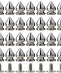 Gnarly Silver Metal Spikes and Studs for Leather and Clothing and Dope Screw Back Rivets for Punk Hats and Bags and Heavy Duty Denim Fashion Hardware Pack of One Hundred Pieces, silver spikes with screw backs.