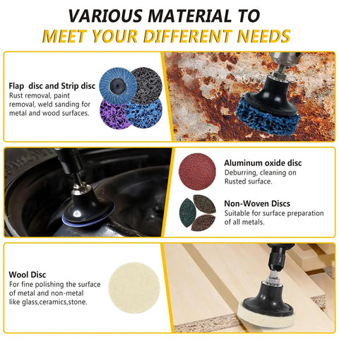 245 Piece 2 Inch Wet And Dry Sanding Discs Kit for Drill and Die Grinder with variety of discs for different surfaces