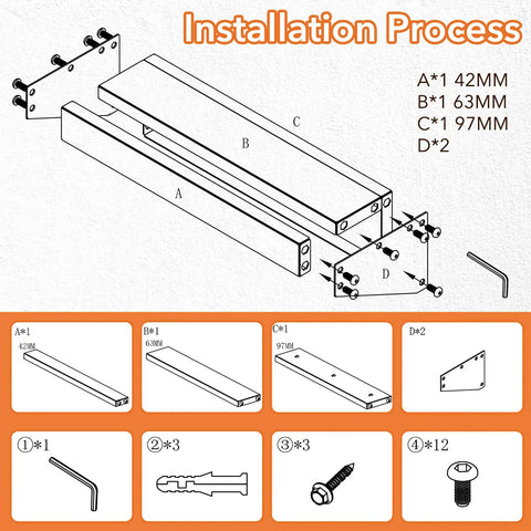 Installation diagram for 4-Piece Wall Mount Tool Organizer Set With Screwdriver Organizer, Wrench Holder, Pliers Holder, Hammer Rack