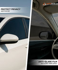 Premium Nano Ceramic Car Window Tint Roll 35 Percent Vlt 36 By 10 Feet showcased on a white vehicle with privacy features.