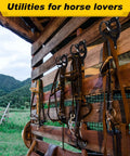 Triple Pack Horse Bridle Rack Hook Set with metal bridle hanger brackets for tack storage in a barn, black finish.