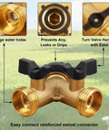 Heavy Duty Brass 2 Way Garden Hose Splitter With 2 Valves And Extra O Rings, Y Splitter Tap Connector For Dual Outlets, Corrosion Resistant, No Fuss Setup For Simultaneous Watering In Multiple Spots, brass hose splitter
