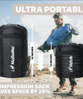 All Season Camping Sleeping Bag For Adults And Kids Lightweight Packable Water Resistant Gear For Backpacking And Hiking Easy To Carry 50 To 77 F Temperature Rating The Go To Choice For Spring Through Fall Compact And Cozy in compression sack