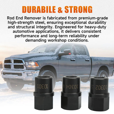 Heavy Duty Tie Rod End Remover Kit With Three Removal Tools For 7/8 14, 3/4 16 And M20 By 1.5 Threaded Ends, Perfect For Class 3 Through 8 Trucks And Heavy Equipment, Built Tough For Quick Leverage And Long Lasting Performance On The Shop Floor. steel removal tools for heavy-duty truck tie rods