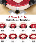 2 Pack Router Corner Radius Template Kit All Metal Aluminum Jig For Woodworking 8-In-1 Arc Guide Set R10 To R50 Layout