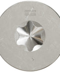 Badass Premium 14 X 5 Inch Type 316 Marine Grade Stainless Steel Wood Screws T27 Flat Head top view with star pattern.