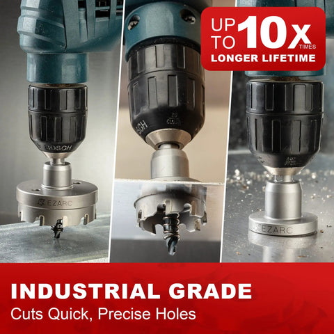 Beefy Carbide Hole Saw Heavy Duty Cutter For Stainless Steel And Sheet Metal 1 Inch 25mm With Spring Pilot Bit in action