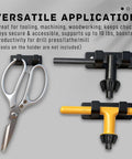 Two-pack magnetic chuck key holders mounted on a gray wall; black metal, holds drill press chuck keys and workshop tools.
