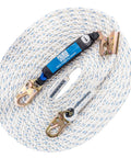 Tough As Nails 50Ft Vertical Lifeline Assembly With Auto Lock Rope Grab and Heavy Duty Safety Lanyard For Rough Job Site Fall Protection Gear Zero Issues, braided polyester rope and safety hooks.