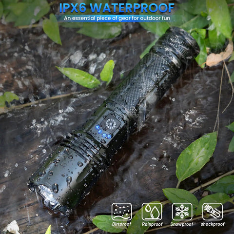 3 Pack Rechargeable 99,000 Lumens LED Flashlights With Adjustable Focus And 5 Modes IPX7 Waterproof in wet condition