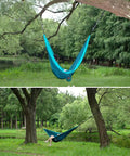 Ultra Lightweight Camping Hammock With Two Tree Straps Parachute Nylon Supports 500 Lbs Single Or Double Easy Setup in park setting