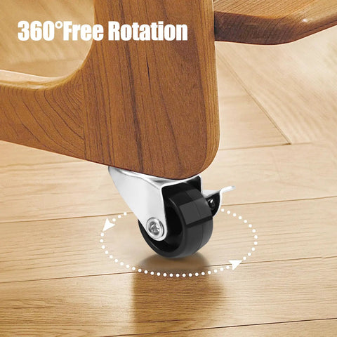 1 Inch Low Profile Swivel Caster Set Of 4 With No Noise Polypropylene Wheels For Furniture 360 Degree Top Plate Brakes 22 Lb Capacity Per Caster Durable Floor Friendly