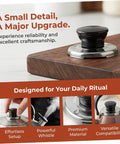 Upgrade Your Whistling Kettle With This Stainless Steel Knob Replacement Kit That Offers An Easy Install, Comfortable Grip, And Durable Build To Protect Your Lid Handle While Keeping Kitchen Swag Super Fresh. black stainless steel kettle lid knob on metal base