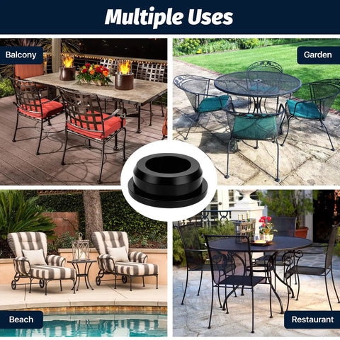 Heavy Duty Rubber Chair Leg Caps For Wrought Iron Patio Furniture 1.25 Inch Inner Fit Anti Slip Floor Protectors in use