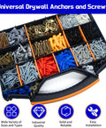 Grab And Go 1332 Piece Drywall Anchors And Screws Kit With 21 Sizes M8 M12 M13 Plastic Expansion Anchors storage case
